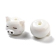 手作りの陶器ビーズ  豚の頭  ホワイト  11.5x14x15~16mm  穴：2mm PORC-I024-02-3