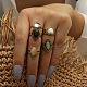 5Pcs 5 Style Opal & Natural Obsidian & Glass Finger Rings Set AJEW-PW0005-05AG-4