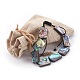 Bracelets de perles tressées en coquillage d'ormeau naturel/paua BJEW-JB03995-4