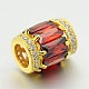 Golden Tone Brass Micro Pave Cubic Zirconia Large Hole European Beads ZIRC-M041-03G-RS-2