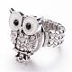 Alloy Enamel Rhinestone Owl Snap Buttons Stretch Rings RJEW-JR00186-2