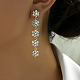 Boucles d'oreilles pendantes en laiton plaqué or 18 carat avec micro pavé de zircone cubique pour femme TR0164-3-2