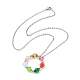 Colliers à pendentif en anneau de perles acryliques colorées NJEW-JN04596-02-2