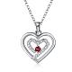 Silver Plated Brass Cubic Zirconia Heart Pendant Necklaces NJEW-BB10224-D-1