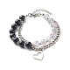 Bracelets multi-rangs en perles de verre peintes et craquelées X1-BJEW-TA00006-1