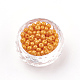 ベーキングペイントガラスのシードビーズ6/0  ラウンド  オレンジ  4~4.5x3mm  穴：1~1.2mm  約4500個/袋  約450 G /袋 SEED-Q025-4mm-N21-2