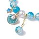 3 braccialetto elasticizzato con perle di vetro a 3 colori BJEW-JB09751-01-4