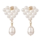 Cuore di perle di conchiglia con lunghi orecchini pendenti con nappa EJEW-TA00123-1