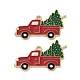 クリスマステーマラックメッキ合金エナメルペンダント  クリスマスツリーのチャームが付いたライトゴールドトーンのトラック  レッド  21.5x35.5x1.5mm  穴：1.7mm PALLOY-O109-16LG-2