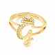 Clear Cubic Zirconia Initial Letter with Crown Adjustable Ring RJEW-M139-17G-2