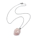 Collana con ciondolo pepita di quarzo rosa naturale con 304 catena in acciaio inossidabile NJEW-JN04385-03-1