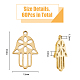 DICOSMETIC 60Pcs Hamsa Hand Pendants Hand with Flower Charms Filigree Connector Charms Golden Hand of Fatima Charms Hollow Laser Cut Pendants for Jewelry Making STAS-DC0013-31-2