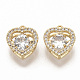 Brass Micro Pave Clear Cubic Zirconia Charms ZIRC-T011-21G-NF-1