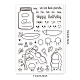 GLOBLELAND Birthday Theme Clear Stamps Pea Clip with Cute Expression Silicone Clear Stamp Seals for Cards Making DIY Scrapbooking Photo Journal Album Decor Craft DIY-WH0167-56-620-2