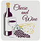FINGERINSPIRE Wine Stencils 30x30cm Wine Cheese Stencil Stencil Plastic Grapes Wine Cheese Pattern Stencil Reusable Wine Stencils for Painting on Wood DIY-WH0172-606-1