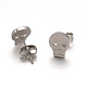 Skull 304 Stainless Steel Stud Earrings EJEW-O052-24P-1