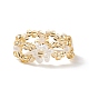 5 pièces 5 anneaux extensibles de fleurs tressées en graines de verre de style pour les femmes RJEW-JR00492-5