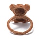 Anello regolabile con orso floccato per ragazze adolescenti RJEW-G117-01A-2