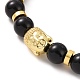 Bracelets extensibles perlés tête de bouddha en pierre noire synthétique et alliage BJEW-JB09420-02-2