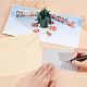 長方形の3dクリスマスツリーは紙のグリーティングカードをポップアップします  封筒付き  クリスマスの日の招待状  クリスマスツリー模様  150x150x4.5mm AJEW-WH0289-25-5