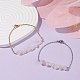 2Pcs 2 Color Natural Rose Quartz Chip Beaded Link Bracelets Set with 304 Stainless Steel Cable Chains BJEW-JB07914-06-2