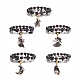 2 шт. 2 стильные браслеты с подвесками из сплава эмали для Хэллоуина с крестом в виде черепа BJEW-JB08006-1