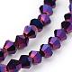 1 Strand Faceted Bicone Full Purple Electroplate Glass Beads Strands X-EGLA-J026-3mm-F17-3