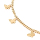 Placage ionique (ip) 304 bracelet de cheville à breloque papillon en acier inoxydable avec chaînes gourmettes pour femme AJEW-A046-03G-2