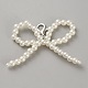Пластиковые подвески для обуви с бантом из искусственного жемчуга DIY-WH0632-76A-1