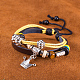 Adjustable Casual Unisex Zinc Alloy Crown and Leather Multi-strand Bracelets BJEW-BB15618-9