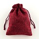 ポリエステル模造黄麻布包装袋巾着袋  暗赤色  18x13cm ABAG-R004-18x13cm-06-1
