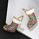 Рождественская стойка позолоченная латунь кубический цирконий серьги-гвоздики EJEW-K245-54A-G-2
