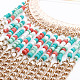 18K Real Gold Plated Alloy Glass Beaded Tassels Bib Necklaces NJEW-I079-04-3