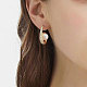 Boucles d'oreilles spirale avec perles d'imitation EJEW-C006-03-4