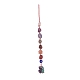 7 チャクラナゲット天然石ポケットペンダント装飾  ナイロン糸と宝石チップのタッセル吊り飾り  レッド  340x22mm HJEW-JM01049-04-2