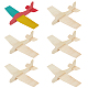 Olycraft 6 セット木製飛行機 DIY モデル木製飛行機未完成ブランク手作り飛行機キット DIY バルサ天然木製飛行機誕生日パーティーカーニバルアート工芸品 - 8.5x10.1x2.4 インチ DIY-WH0304-572-1