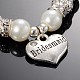 Cœur perle de verre ronde perles bracelets de mariage tronçon X-BJEW-JB01926-01-2