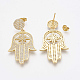 Brass Micro Pave Cubic Zirconia Ear Studs EJEW-S201-36G-2