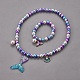 Braccialetti e set di gioielli in plastica imitazione perla elasticizzata X-SJEW-JS01053-02-2
