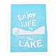 Olycraft粘着性シルクスクリーン印刷ステンシル  木に塗るため  DIYデコレーションTシャツ生地  ターコイズ  言葉は湖のほとりでの生活を楽しむ  19.5x14cm  1個/セット DIY-OC0008-096-1