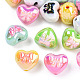 Perles acryliques plaqués UV, iridescent, coeur avec bowknot, couleur mixte, 15x17.5x14.5mm, Trou: 2.2mm