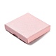 厚紙のジュエリーセットボックス  内部のスポンジ  正方形  ピンク  8~8.1x8~8.1x1.55~1.65cm CBOX-C016-01C-01-1