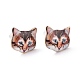 Real 14K Gold Plated Alloy Kitten Stud Earrings EJEW-G148-01G-M-2