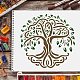 FINGERINSPIRE Tree of Life Pattern Stencils Decoration Template (6x6 inch) Plastic Tree Drawing Painting Stencils Square Reusable Stencils for Painting on Wood DIY-WH0172-392-4