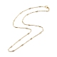 Brass Cable Chains with Column Beaded Necklace for Women NJEW-P265-24G-2