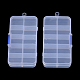 プラスチックビーズ収納ケース  静止10コンパートメント  ランダムスタイル  長方形  透明  13x6.7x2.15cm  穴：0.55mm X-CON-R008-01-2