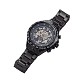 合金の腕時計ヘッド機械式時計  ステンレス製の時計バンド付き  ガンメタ色  220x18ミリメートル  ウオッチヘッド：57x47.5x17ミリメートル ：ウオッチフェス：35ミリメートル WACH-L044-05B-2