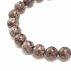 Bracelet extensible en perles rondes en obsidienne flocon de neige naturelle avec breloque en forme de balle BJEW-JB08310-04-5