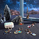 OLYCRAFT 6 Pcs Alloy Enamel Keychains Spaceman Rocket Key Chain Astronaut Star Pattern Key Ring Pendants for Purse with Rectangle Velvet Pouches for Women Men Car Purse Bag - 6 Styles KEYC-OC0001-27-6