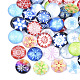 フラットバックガラスカボションハンドメイドDIYパーツ  ドーム/ハーフラウンド  クリスマステーマ  雪の結晶模様  ミックスカラー  12x4mm GGLA-S047-01C-2